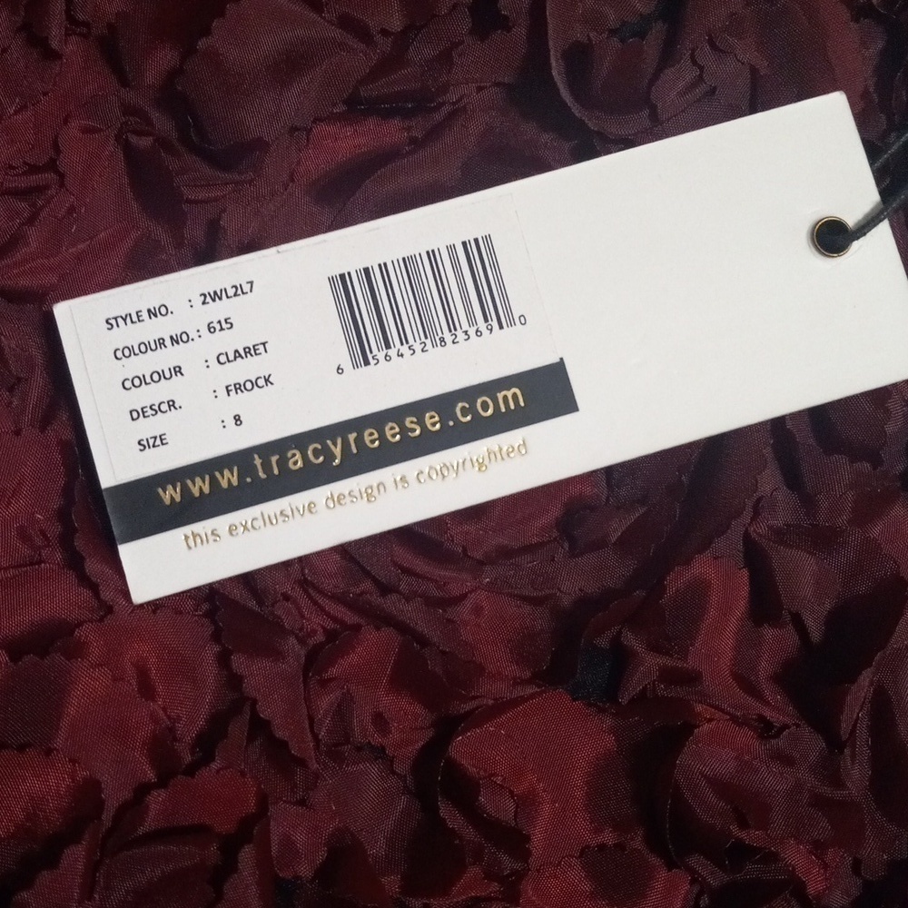 Anthropologie Tracy Reese Maroon 3D Floral Rose Cocktail Dress NWT - Picture 11 of 14